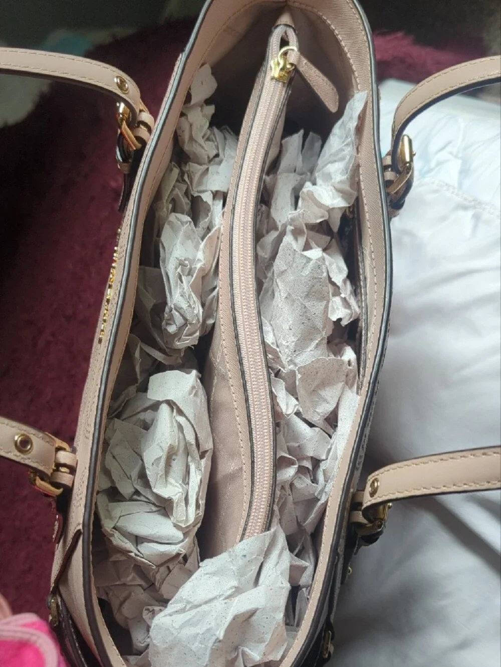 Michael Kors Pale Pink Perforated MK Tote